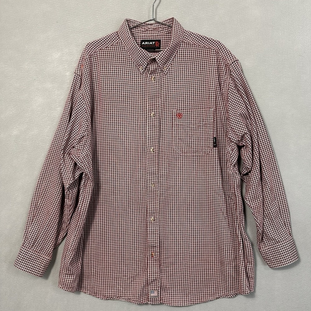 Ariat FR Work Shirt Plaid Button Down Flame Resistant Western Welder Men XXL GUC